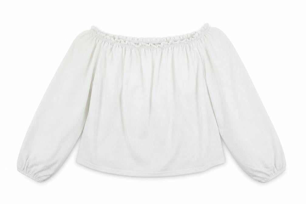 Bershka Womens White Polyester Cropped Blouse Size S Boat Neck