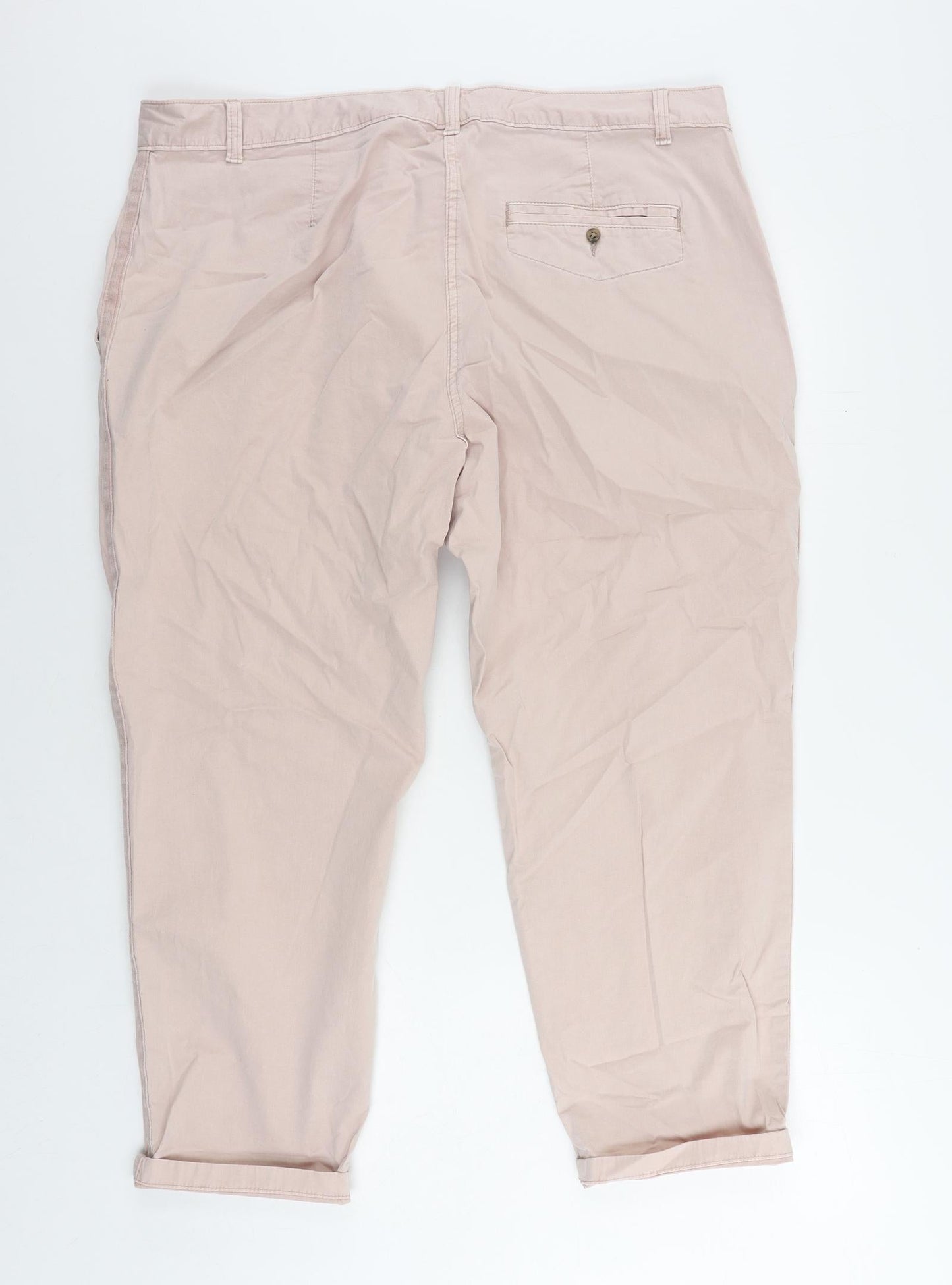 Marks and Spencer Womens Pink Cotton Chino Trousers Size 20 L25 in Regular Zip