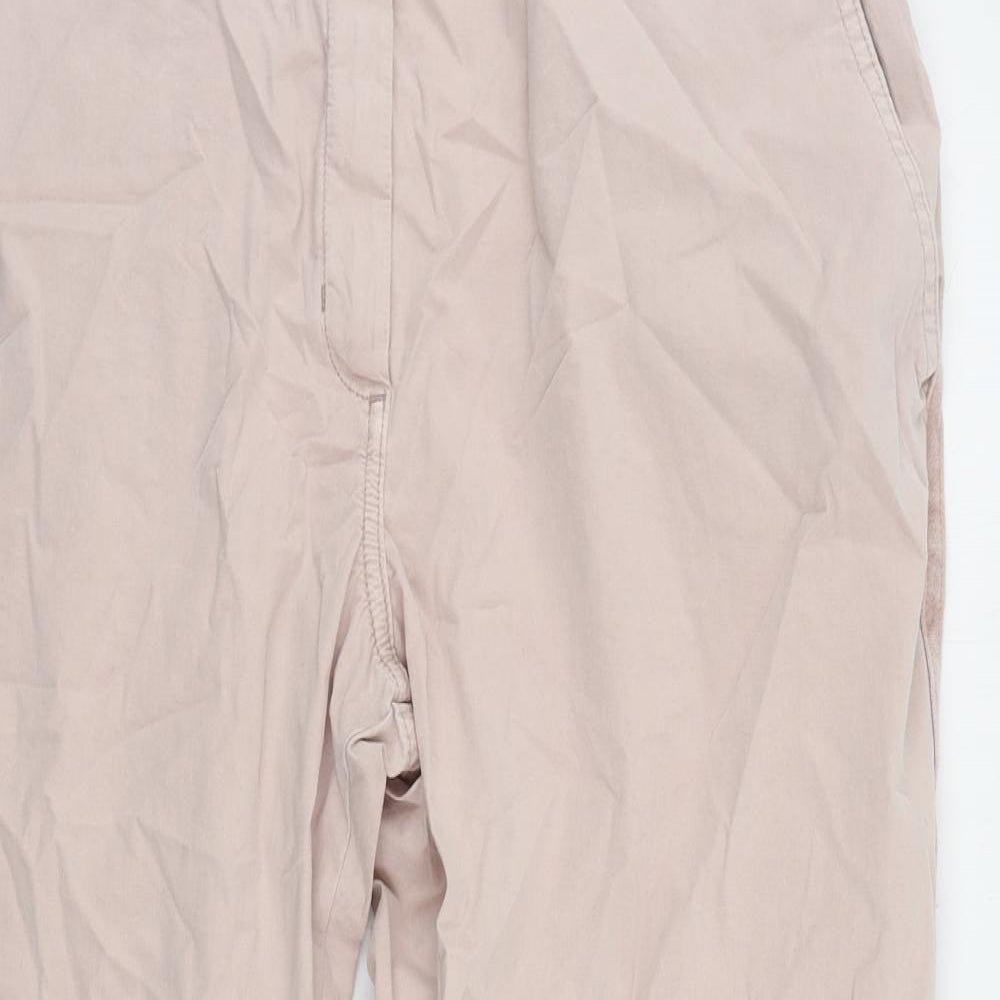 Marks and Spencer Womens Pink Cotton Chino Trousers Size 20 L25 in Regular Zip