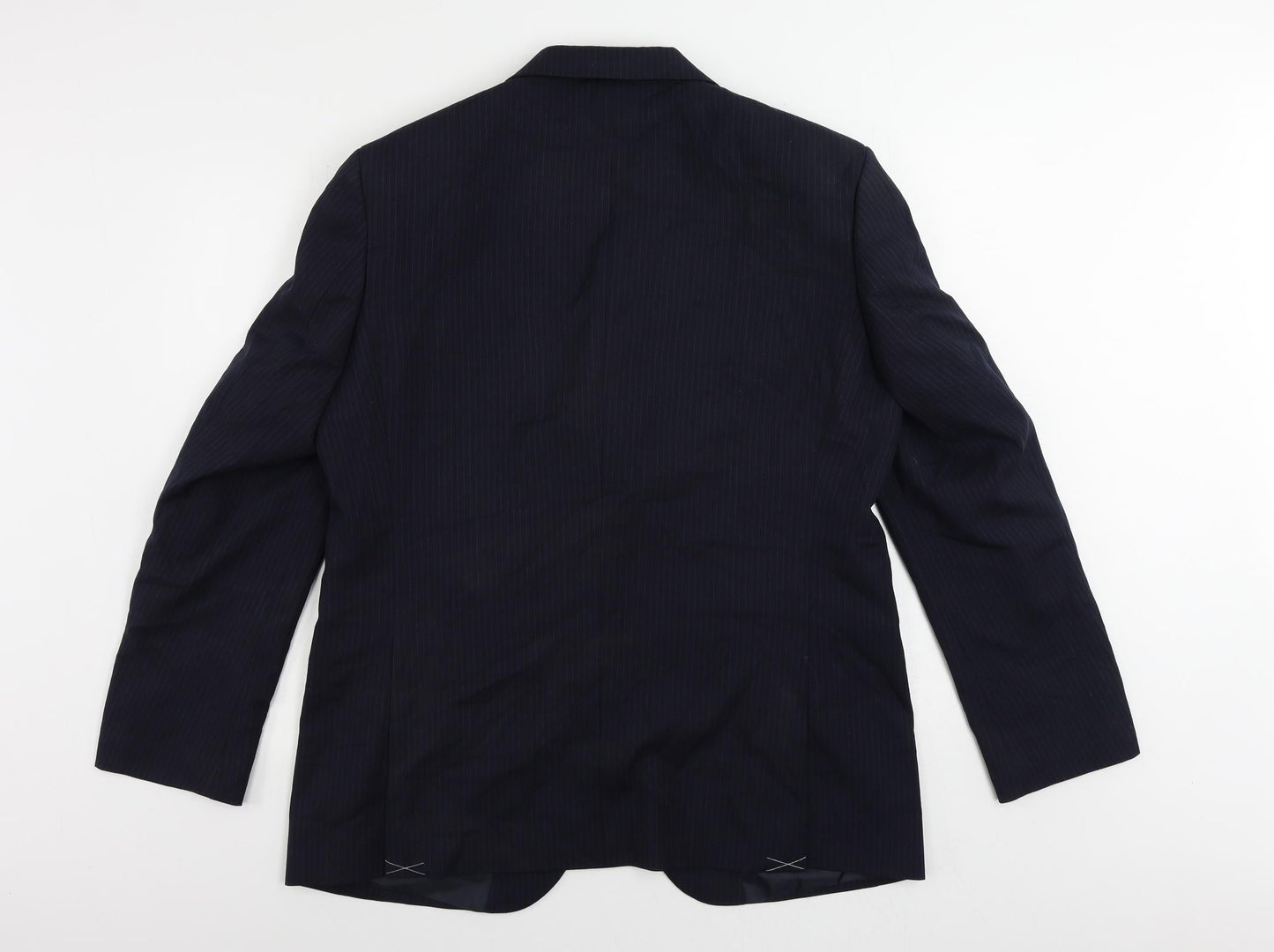 Marks and Spencer Mens Blue Striped Wool Jacket Suit Jacket Size 42 Regular