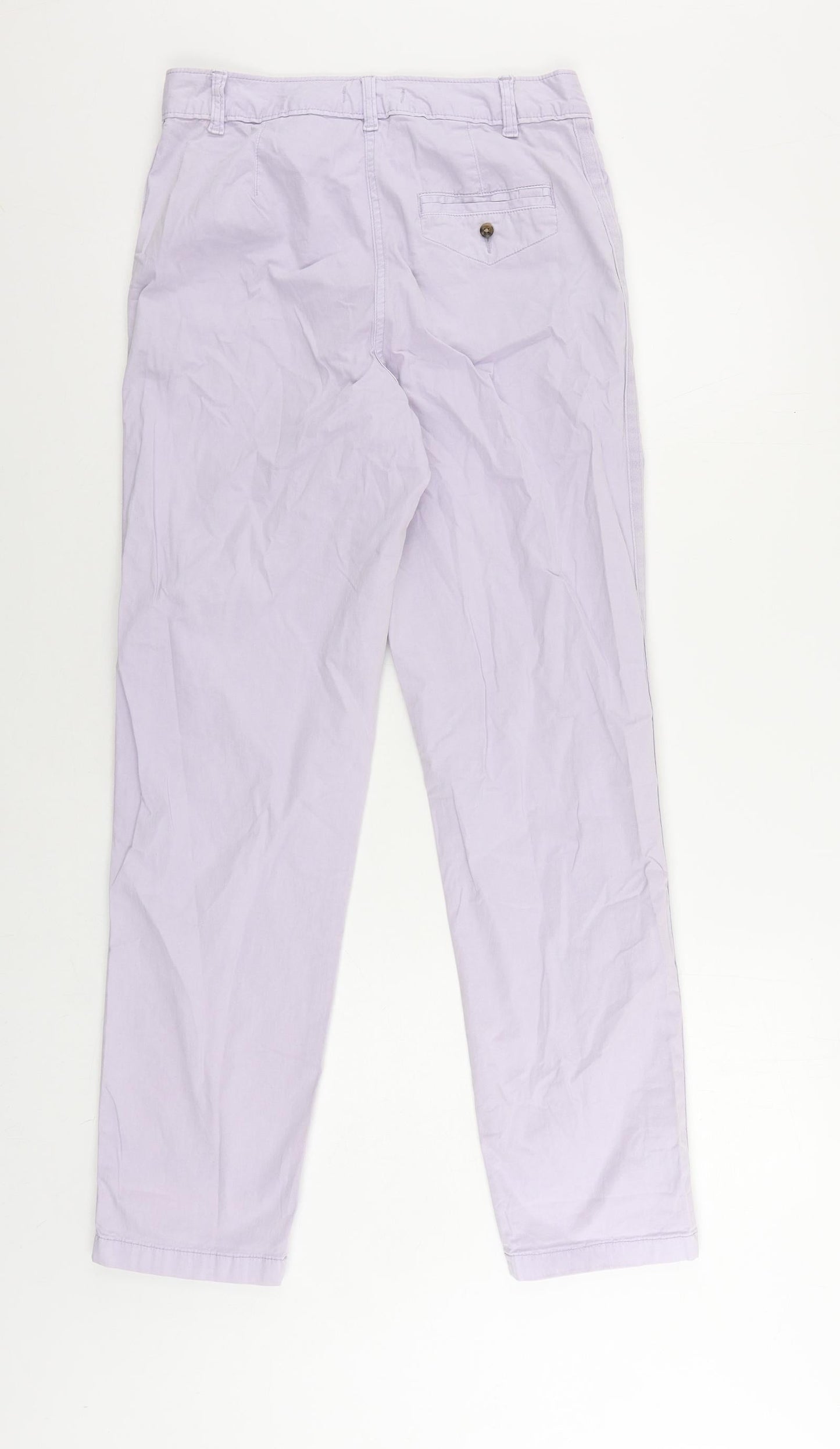 Marks and Spencer Womens Purple Cotton Trousers Size 8 L29 in Regular Zip