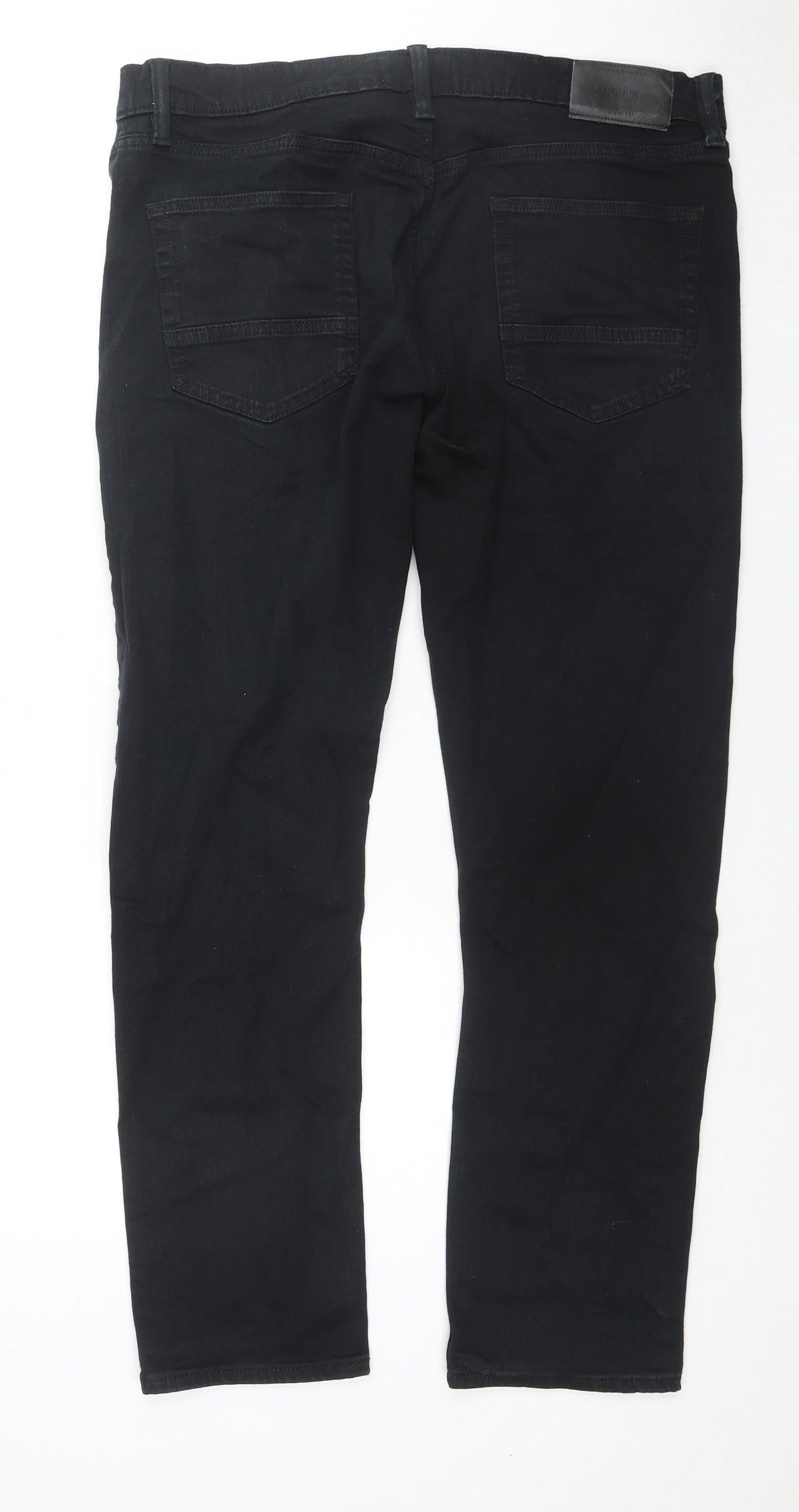 Marks and Spencer Womens Black Cotton Straight Jeans Size 36 in L31 in Regular Zip
