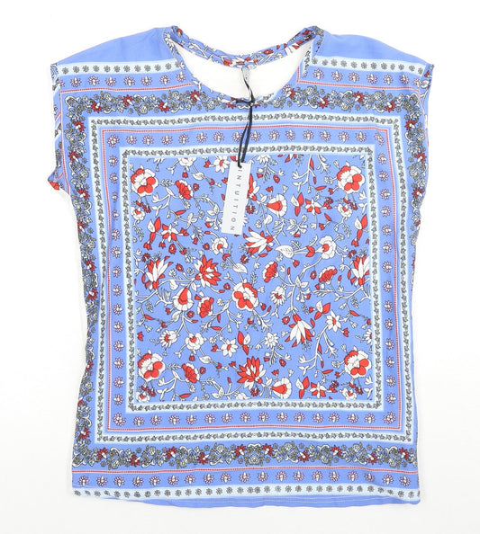 Intuition Womens Multicoloured Floral Polyester Basic Blouse Size 8 Round Neck - Size 8-10