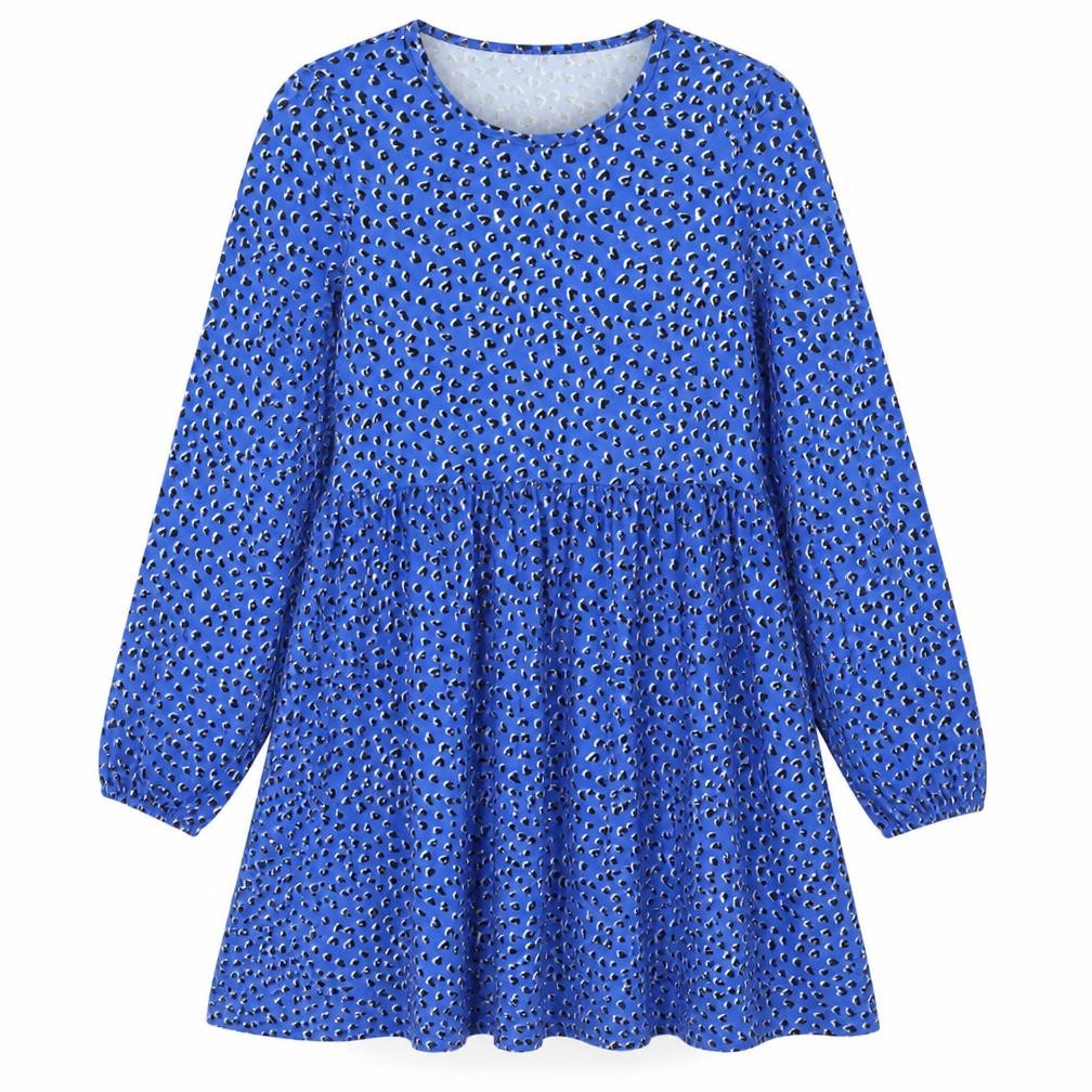 New Look Womens Blue Geometric Polyester Fit & Flare Size 10 Round Neck Pullover