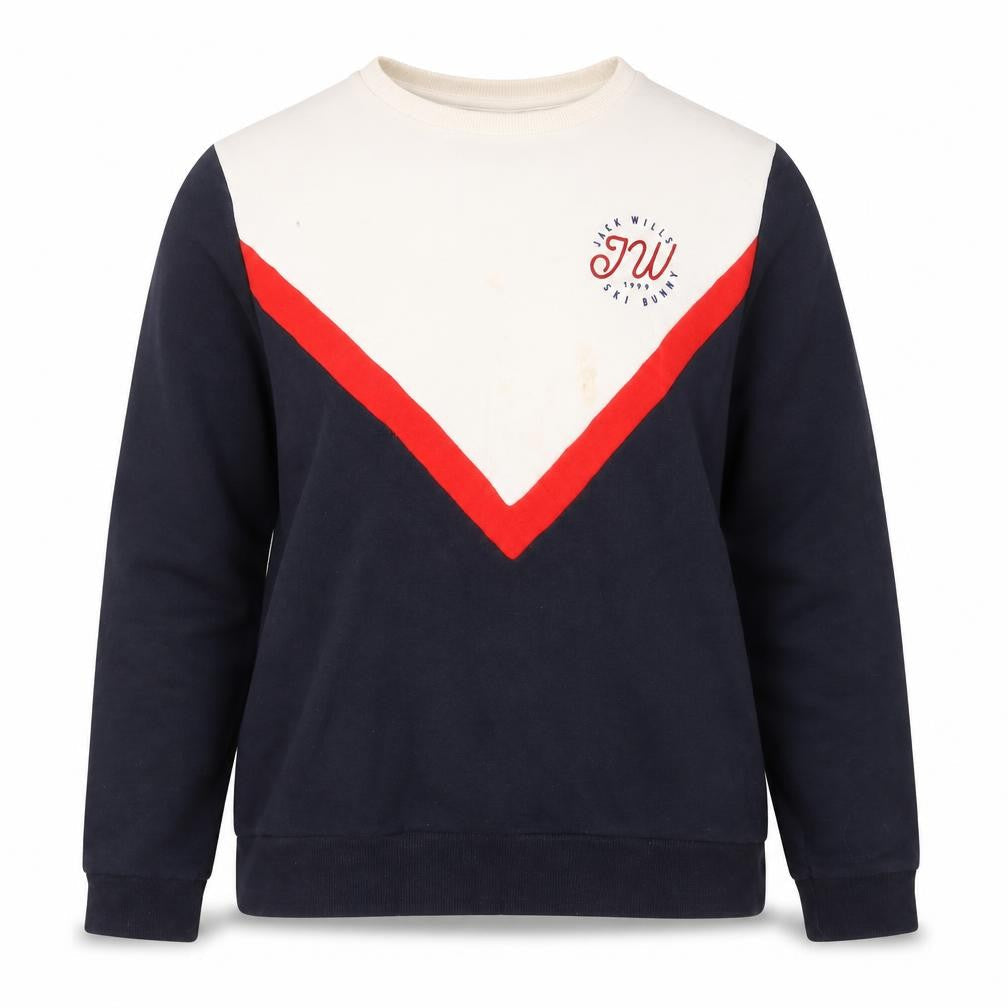 Jack Wills Womens Blue Colourblock Cotton Pullover Sweatshirt Size 10 Pullover
