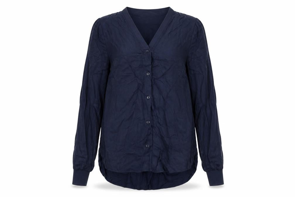 Autograph Womens Blue Cupro Basic Button-Up Size 6 V-Neck