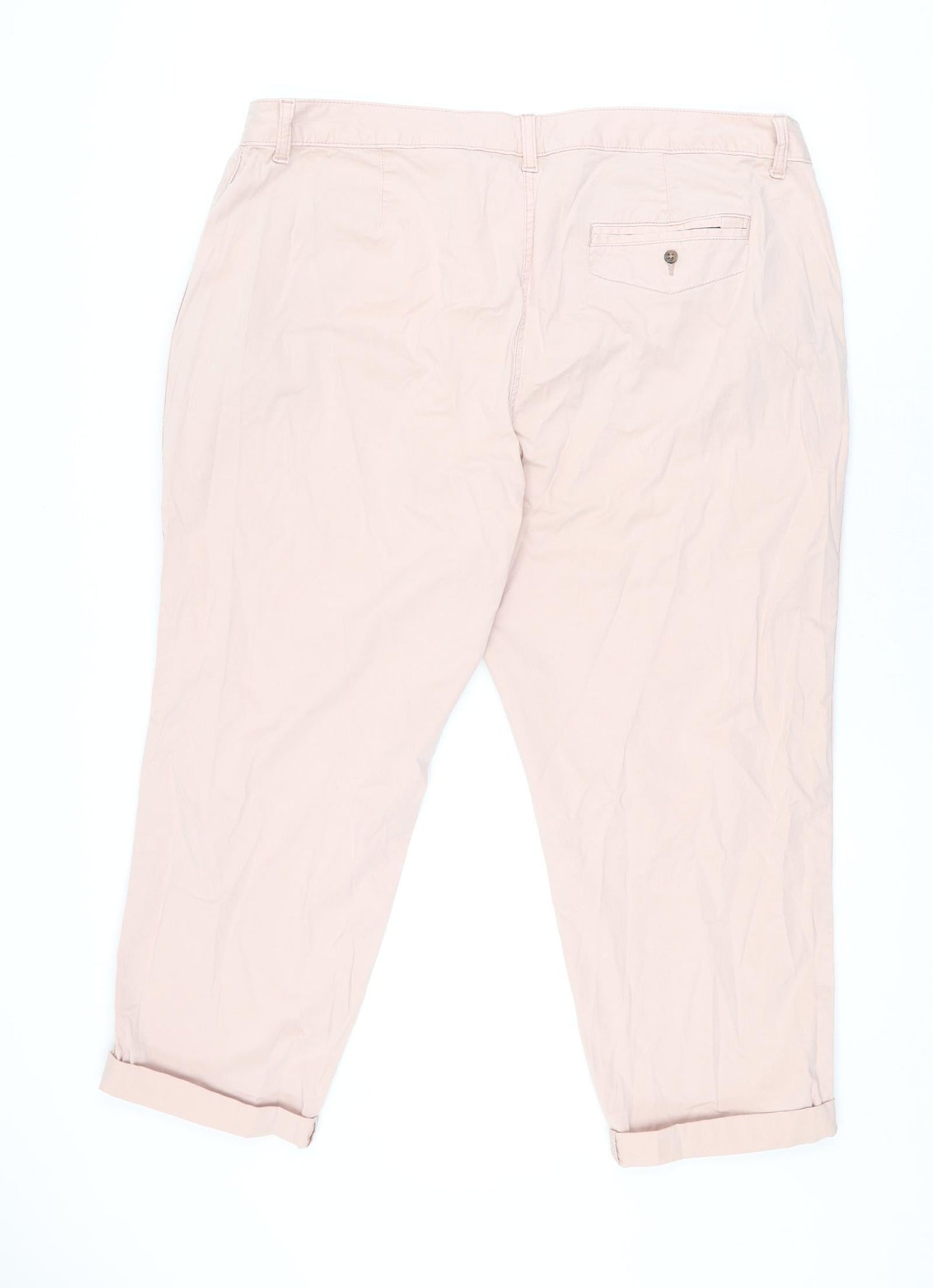Marks and Spencer Womens Pink Cotton Chino Trousers Size 20 L25 in Regular Zip