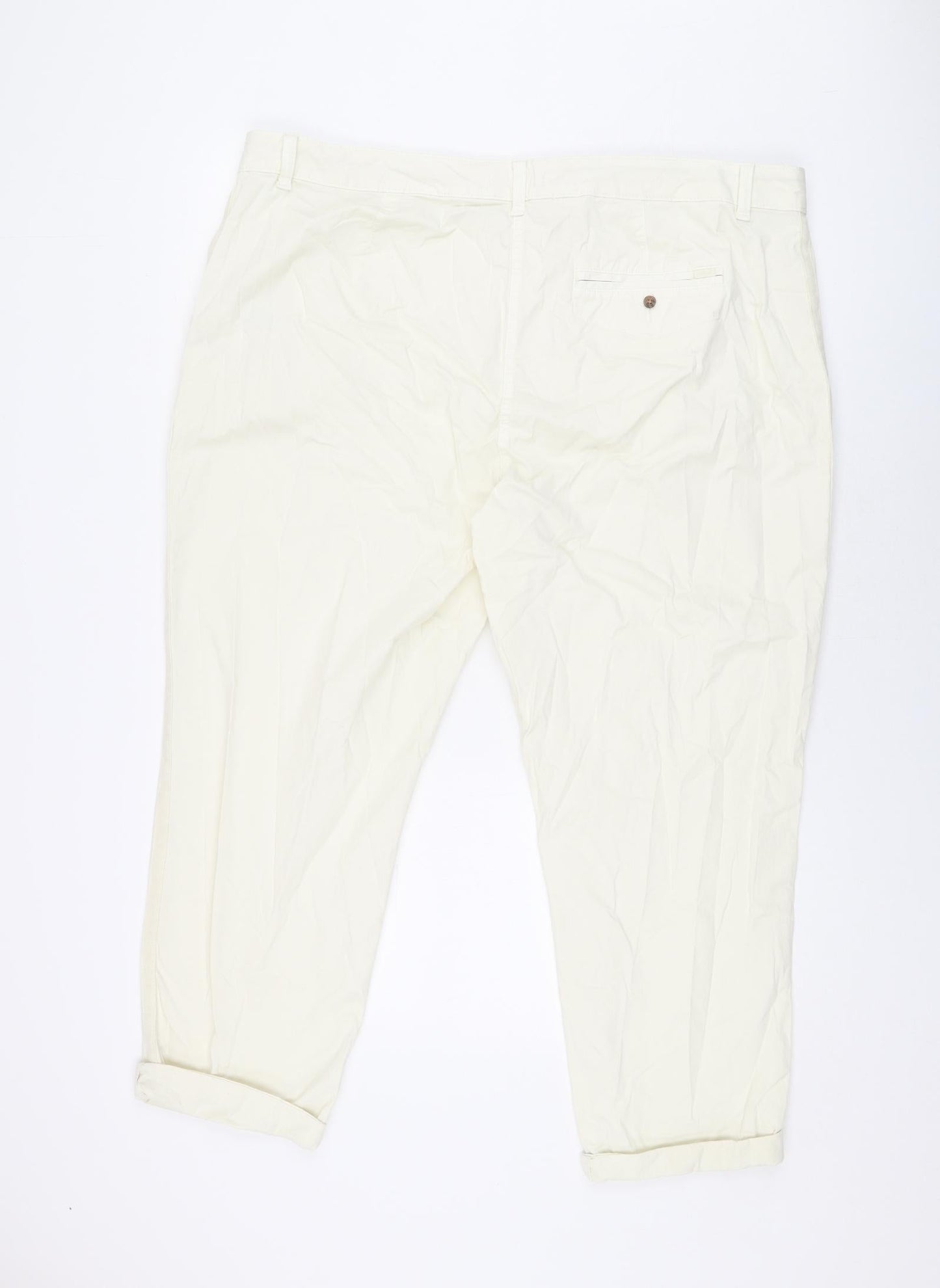 Marks and Spencer Womens Ivory Cotton Chino Trousers Size 22 L26.5 in Regular Zip