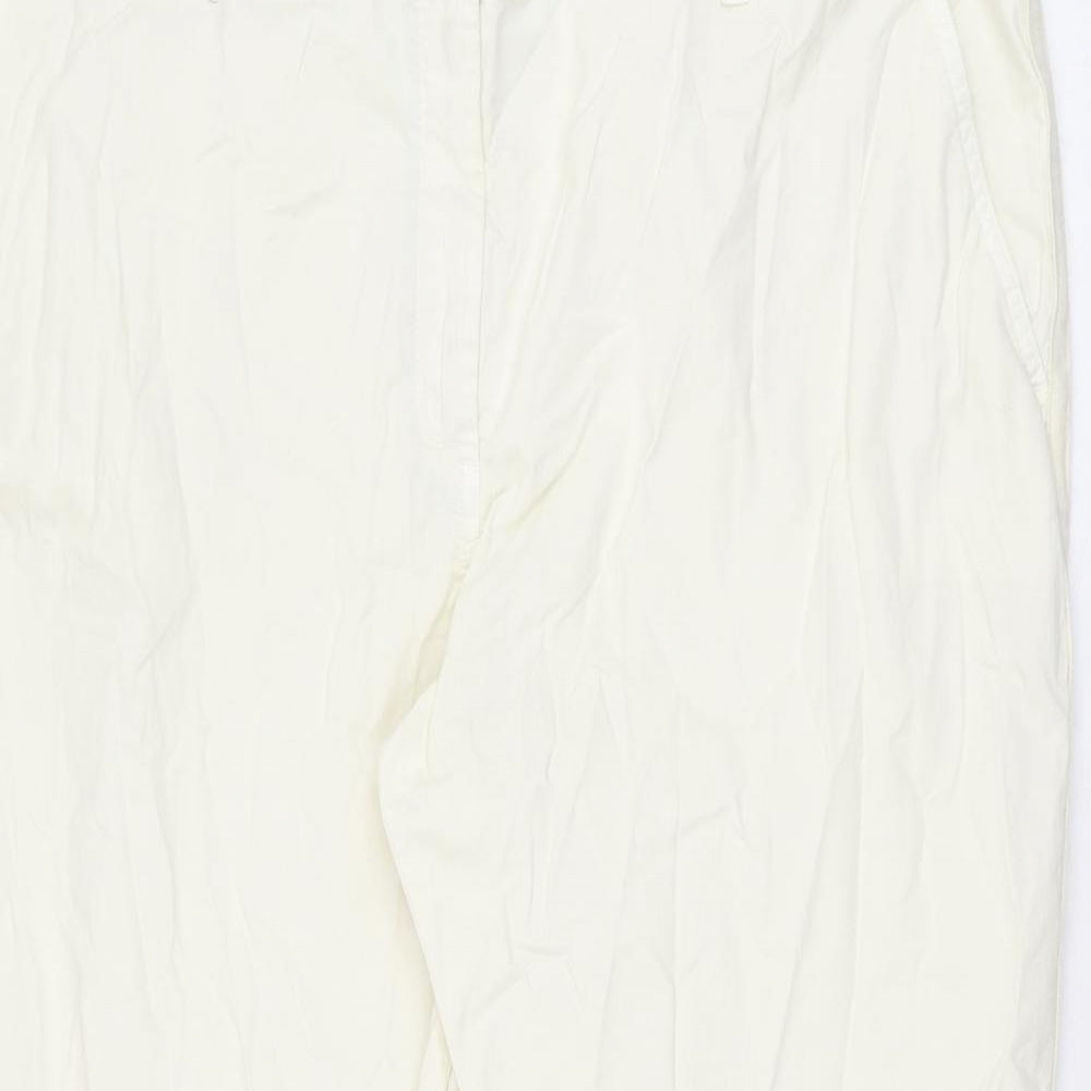 Marks and Spencer Womens Ivory Cotton Chino Trousers Size 22 L26.5 in Regular Zip