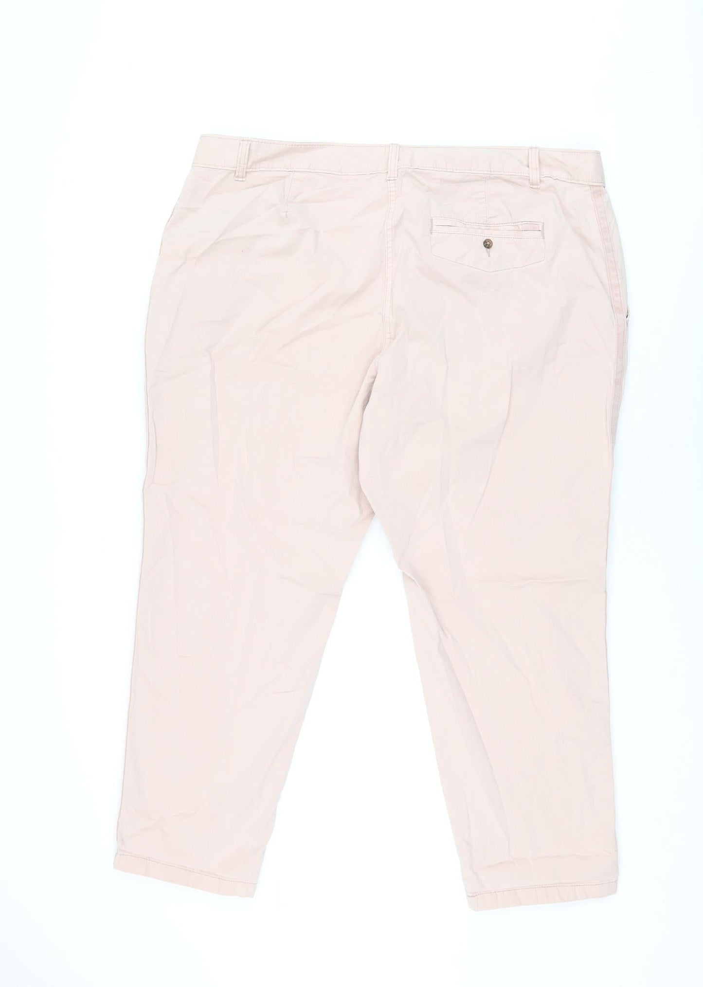 Marks and Spencer Womens Pink Cotton Chino Trousers Size 20 L26.5 in Regular Zip