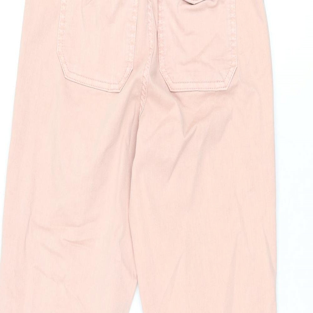 Marks and Spencer Womens Pink Cotton Trousers Size 6 L28 in Regular Zip