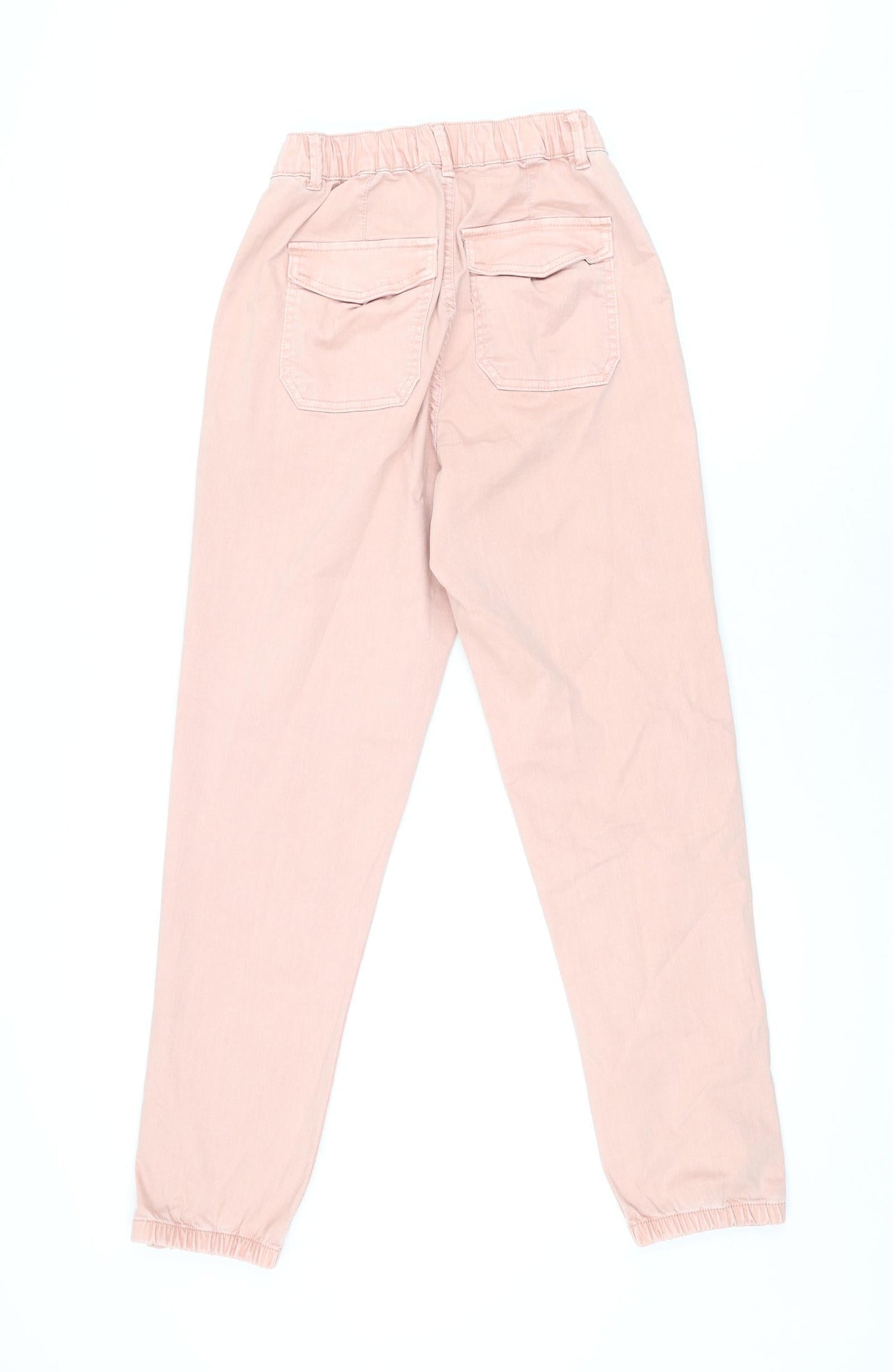 Marks and Spencer Womens Pink Cotton Trousers Size 6 L28.5 in Regular Zip