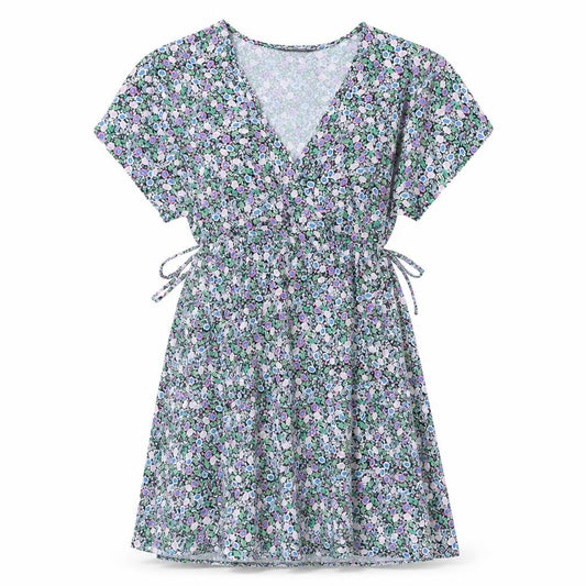 Marks & Spencer Womens Multicoloured Floral Viscose Skater Dress Size 10 V-Neck Pullover