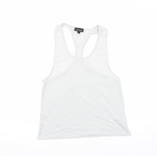 Topshop Womens Silver Polyester Basic Tank Size 10 Scoop Neck