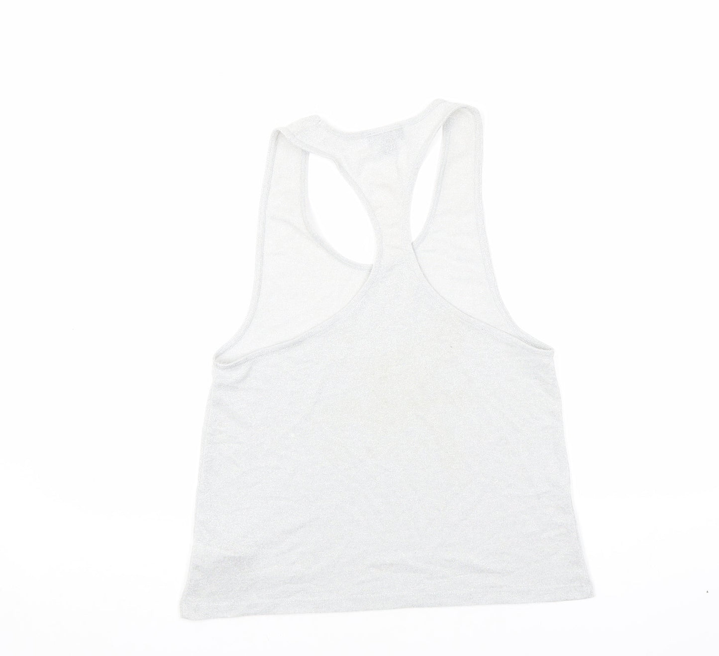 Topshop Womens Silver Polyester Basic Tank Size 10 Scoop Neck