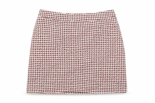 H&M Womens Red Acrylic A-Line Skirt Size 10 Zip