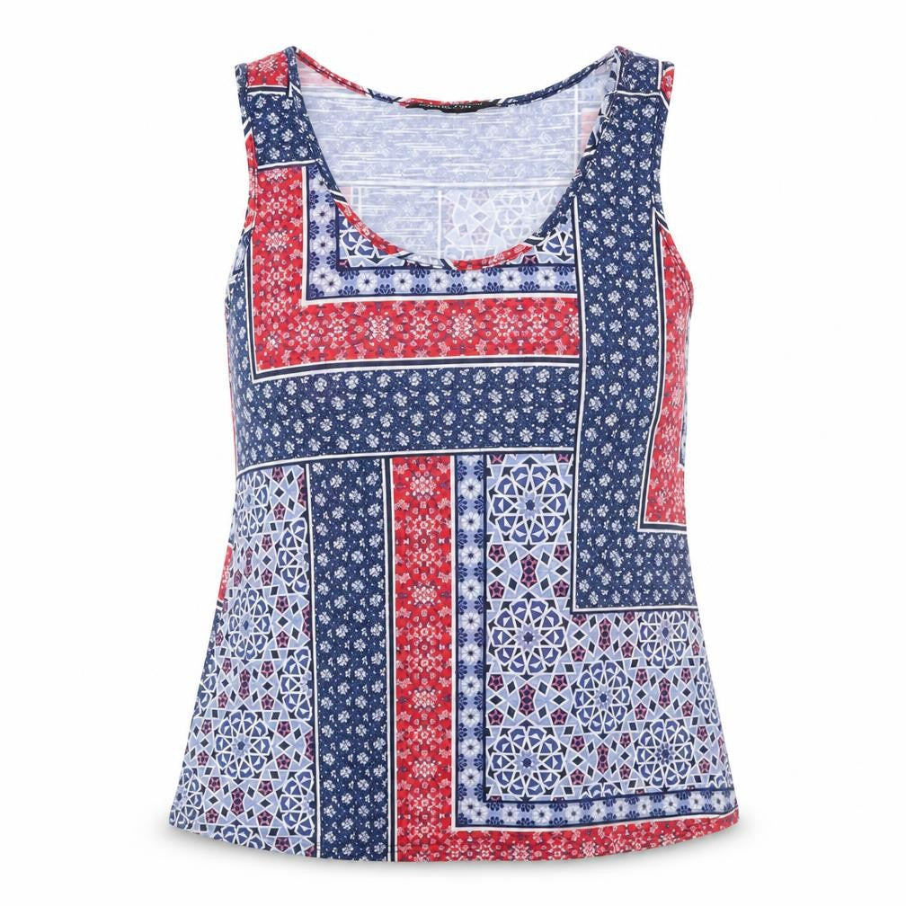 Dorothy Perkins Womens Blue Floral Polyester Basic Tank Size 14 Scoop Neck