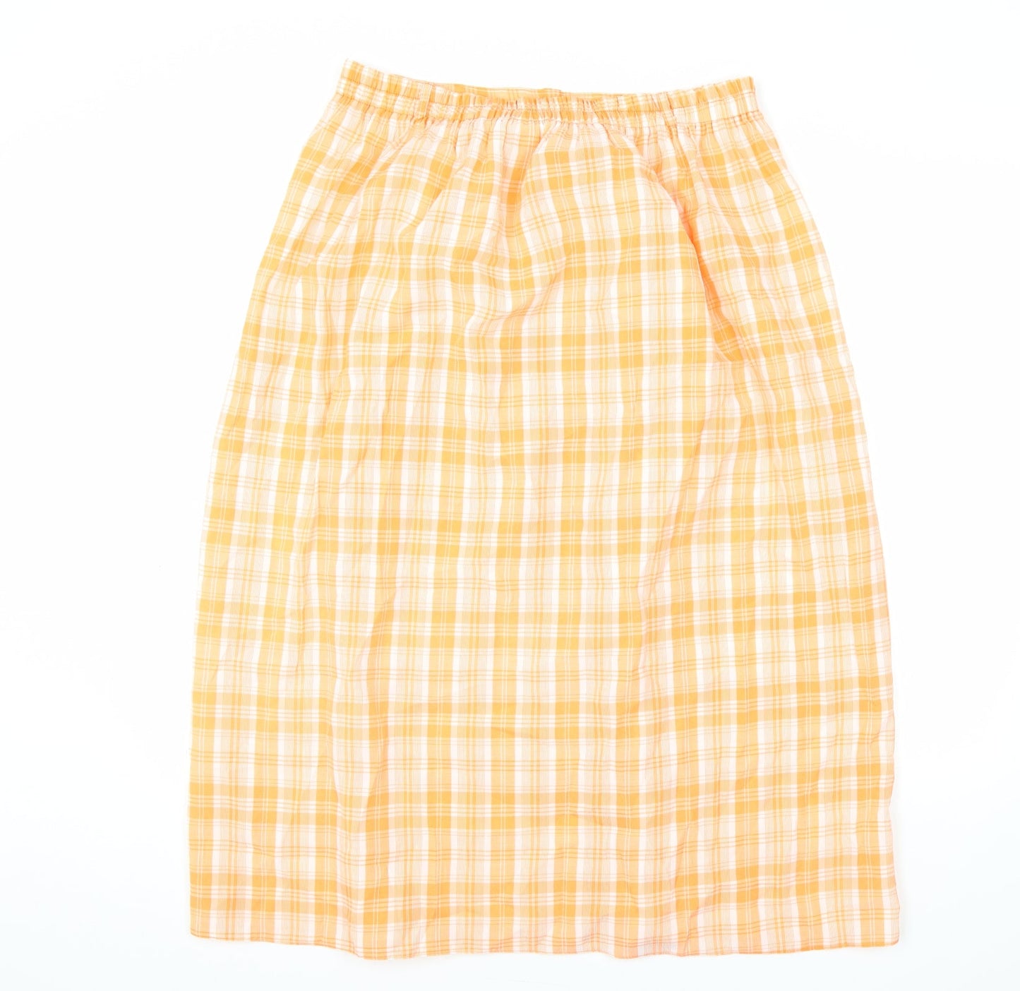 Essentials Womens Orange Plaid Polyester Bandage Skirt Size 14 Button