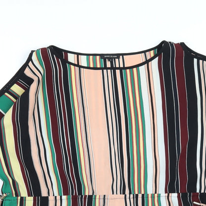 River Island Womens Multicoloured Striped Polyester Basic T-Shirt Size 6 Round Neck - Cold Shoulder