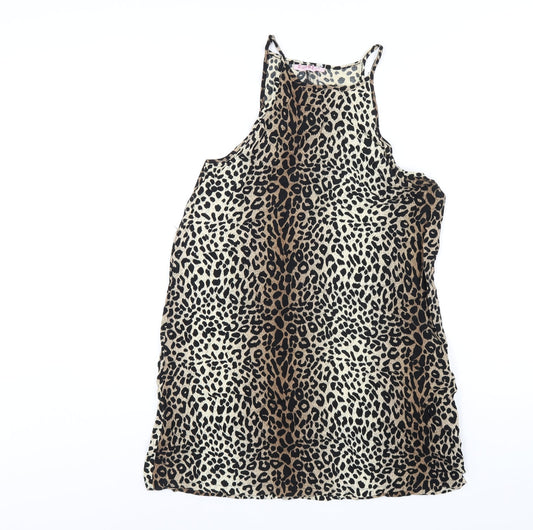 Supre Womens Brown Animal Print Viscose Trapeze & Swing Size S Round Neck Pullover