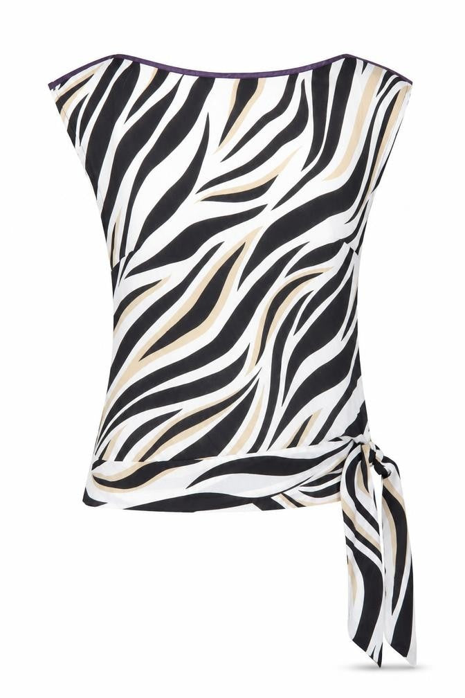 Milano Womens Multicoloured Animal Print Polyester Basic T-Shirt Size 12 Round Neck