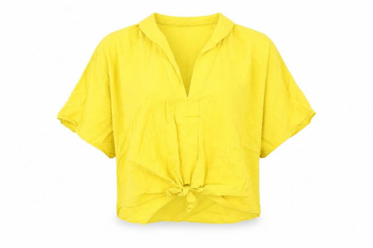 Zara Womens Yellow Viscose Basic T-Shirt Size M V-Neck