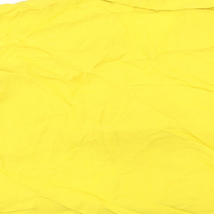Zara Womens Yellow Viscose Basic T-Shirt Size M V-Neck