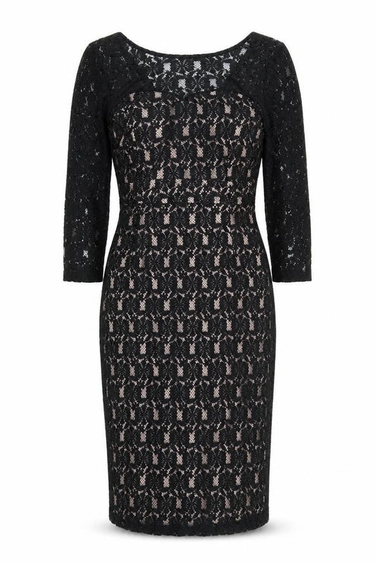 Dorothy Perkins Womens Black Polyester Pencil Dress Size 14 Round Neck Zip