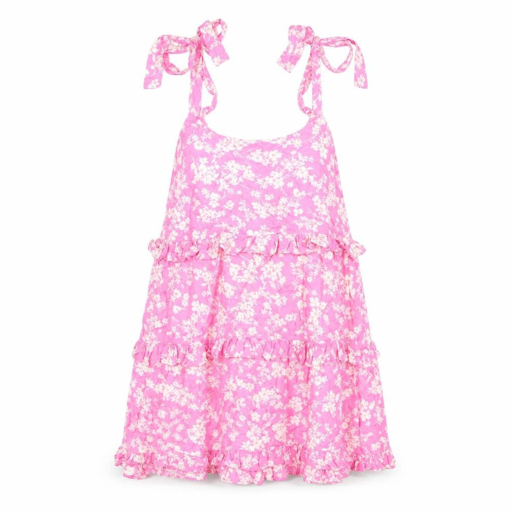 New Look Womens Pink Floral Viscose A-Line Size 10 Square Neck Pullover