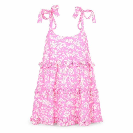 New Look Womens Pink Floral Viscose A-Line Size 10 Square Neck Pullover