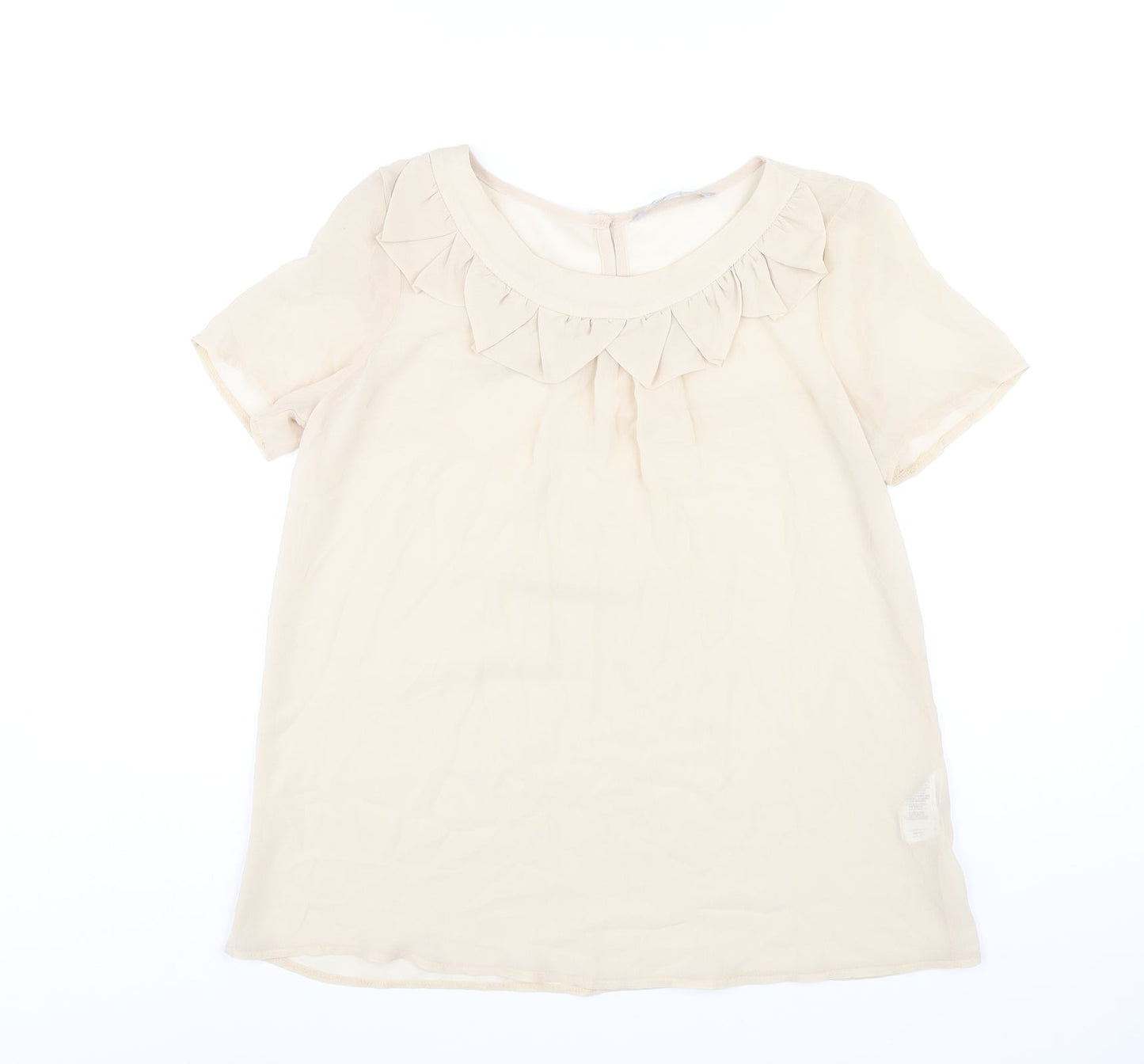 Red Herring Womens Beige Polyester Basic T-Shirt Size 12 Scoop Neck