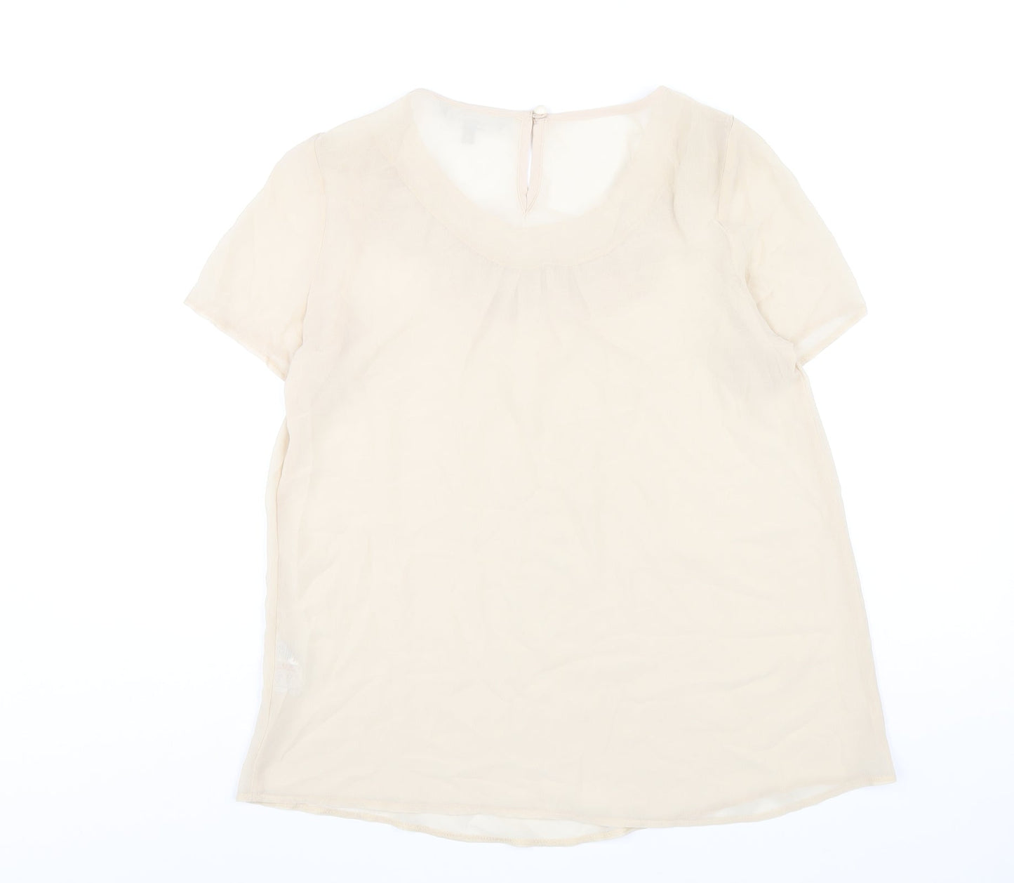Red Herring Womens Beige Polyester Basic T-Shirt Size 12 Scoop Neck