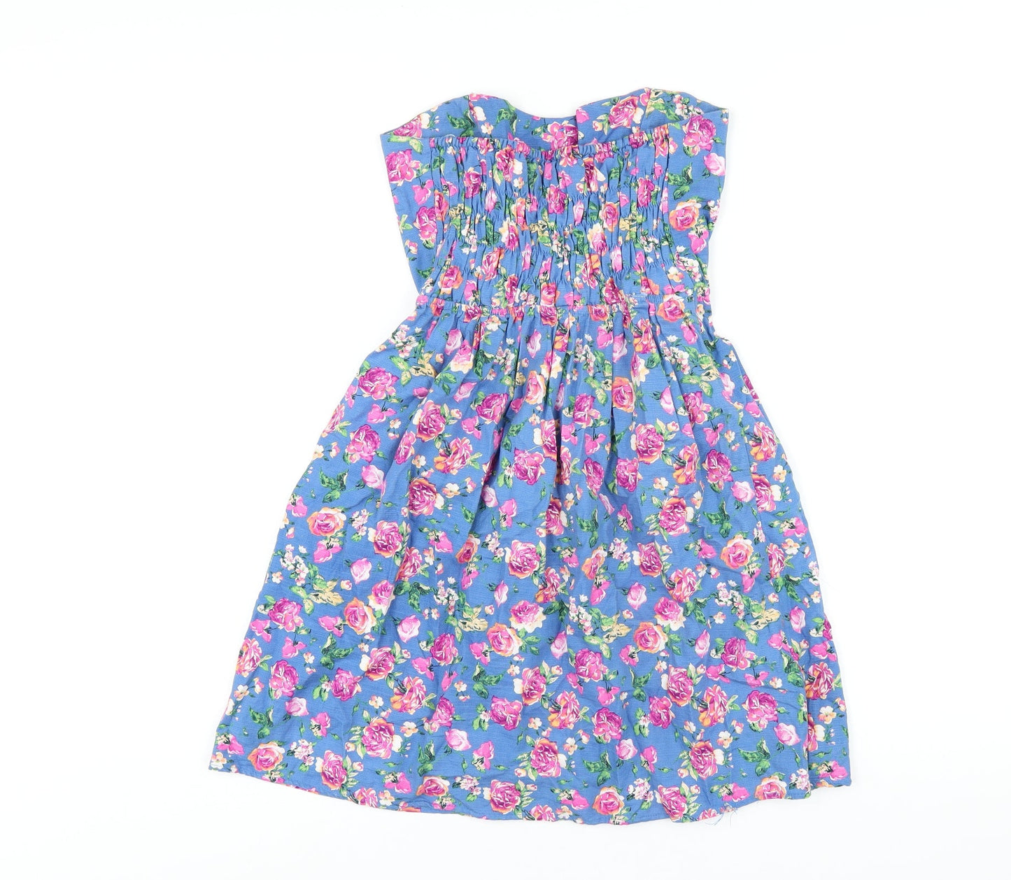 Hearts & Bows Womens Blue Floral Cotton Mini Size M Sweetheart Pullover