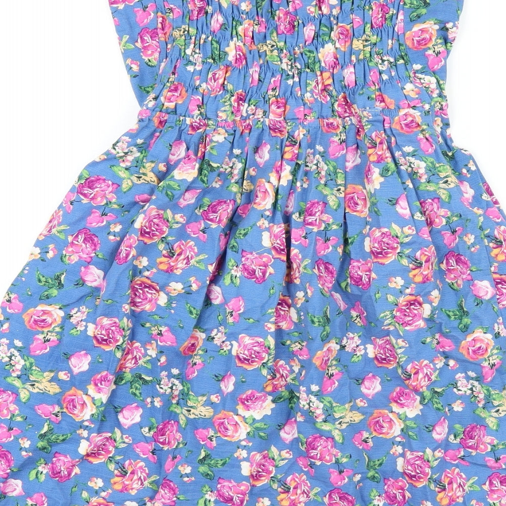 Hearts & Bows Womens Blue Floral Cotton Mini Size M Sweetheart Pullover