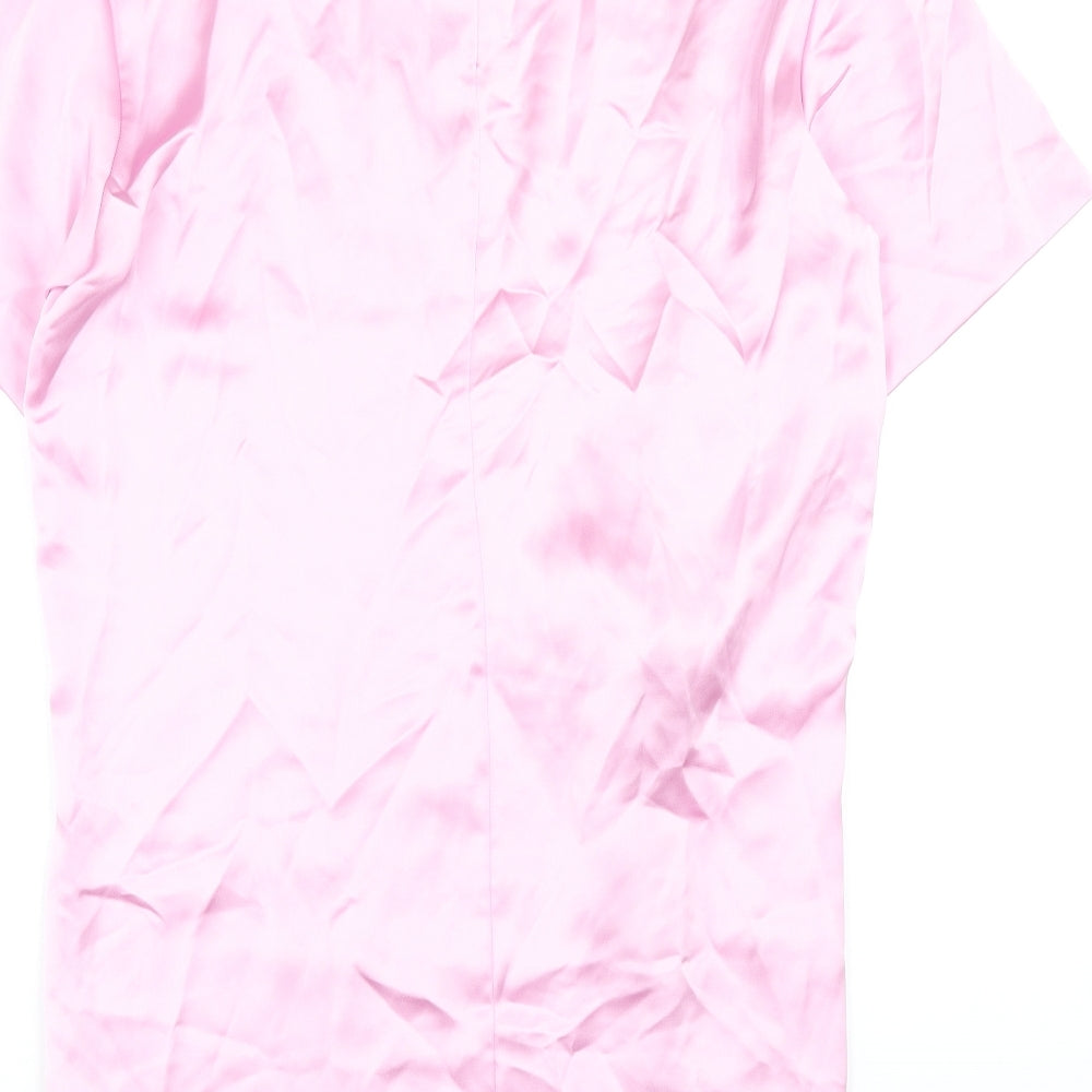 Zara Womens Pink Polyester T-Shirt Dress Size L Round Neck Zip