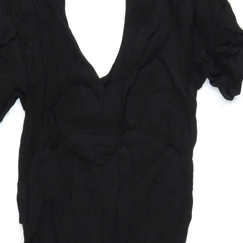 Therapy Womens Black Viscose A-Line Size 12 V-Neck Zip