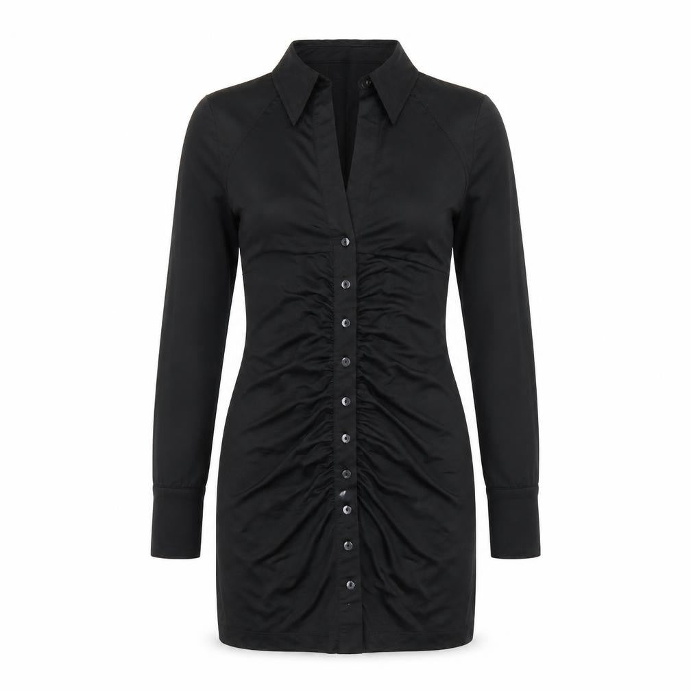 Urban Outfitters Womens Black Polyester Bodycon Size XS Collared Button