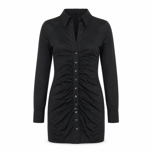 Urban Outfitters Womens Black Polyester Bodycon Size XS Collared Button