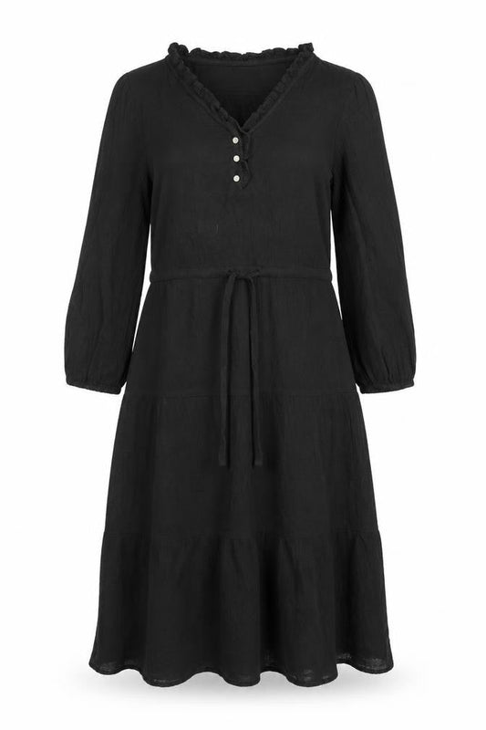 Per Una Womens Black Cotton Trapeze & Swing Size 6 V-Neck Pullover