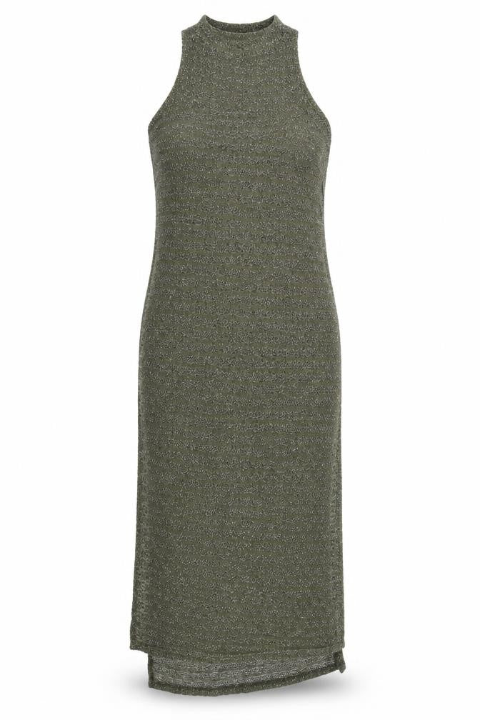 QED London Womens Green Polyester Basic T-Shirt Size S Mock Neck - Side Slits