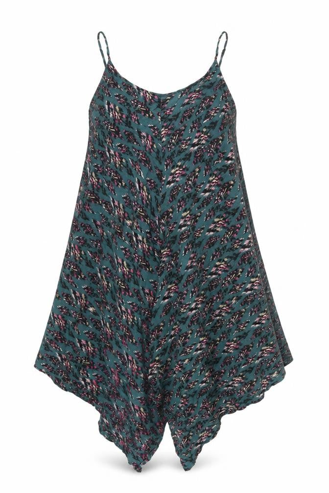 La Mary Womens Green Geometric Viscose A-Line Size S Scoop Neck Pullover