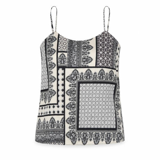 River Island Womens Beige Geometric Polyester Camisole T-Shirt Size 10 Round Neck