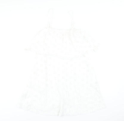 Additional front view of ASOS women’s white cotton a-line, size UK 12, square neck pullover