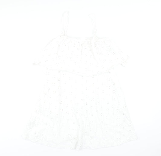 ASOS Womens White Cotton A-Line Size 12 Square Neck Pullover