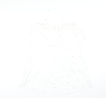 Back view of ASOS women’s white cotton a-line, size UK 12, square neck pullover