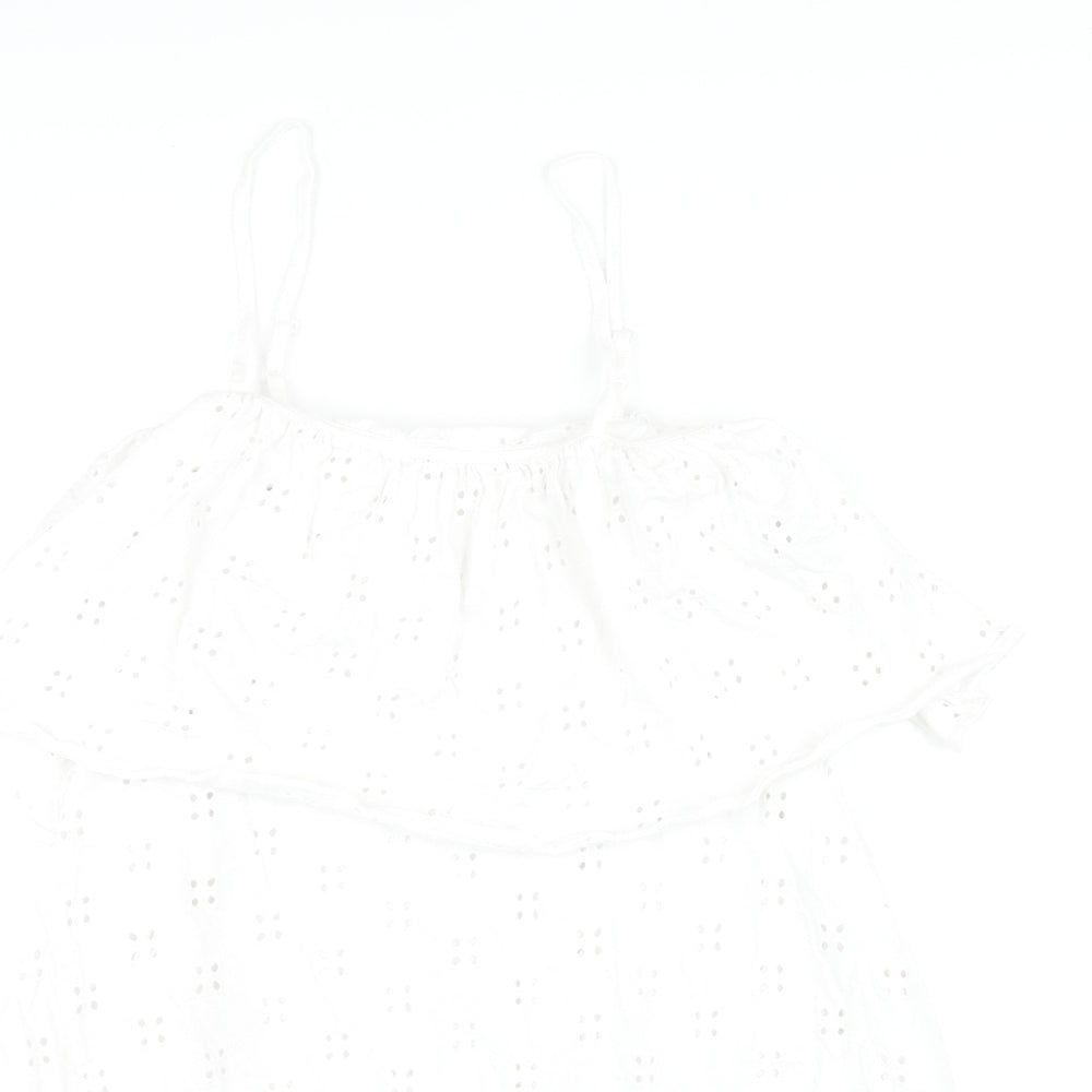 ASOS Womens White Cotton A-Line Size 12 Square Neck Pullover