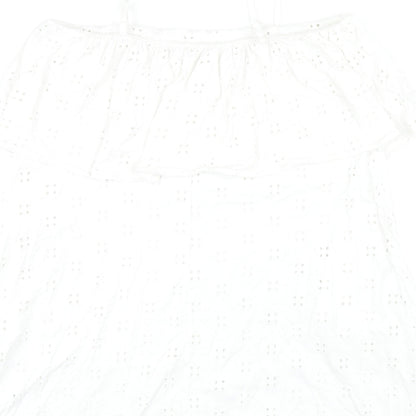 Brand and care label for ASOS women’s white cotton a-line, size UK 12, square neck pullover