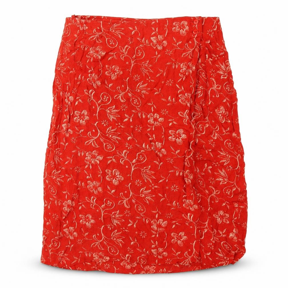 Isabelle Womens Orange Geometric Viscose A-Line Skirt Size 18 Button