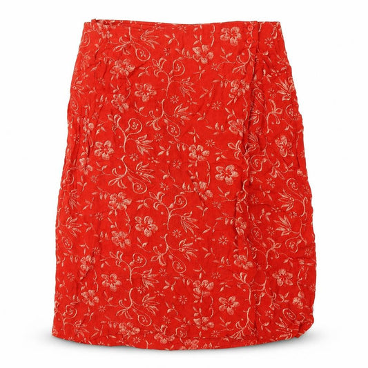 Isabelle Womens Orange Geometric Viscose A-Line Skirt Size 18 Button