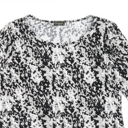 Close-up detail of Originals women’s grey round neck geometric polyester jumper, size UK 12